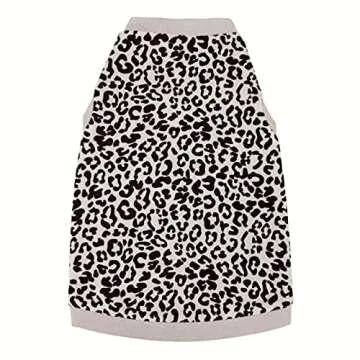 Kotomoda Hairless Cat's Cotton Stretch T-Shirt White Leopard Organic Velour for Sphynx Cat (M)