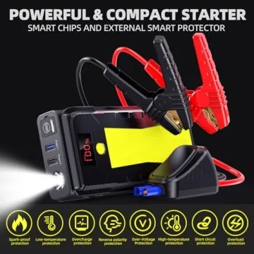 Versatile 2500A Car Jump Starter with LCD Display