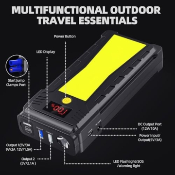 Versatile 2500A Car Jump Starter with LCD Display