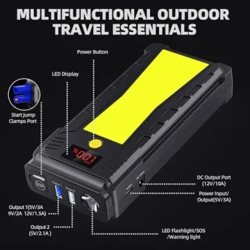 Versatile 2500A Car Jump Starter with LCD Display