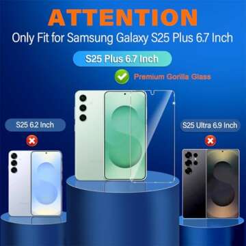 firtstnow 3 Pack Glass Screen Protector for Samsung Galaxy S25 Plus [6.7 inch] + 3 Pack Camera Lens ...
