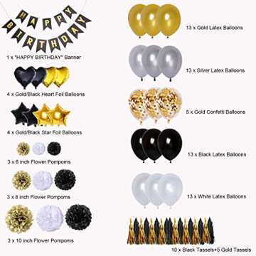 BRT Black and Gold Party Decorations for Memorable Birthdays