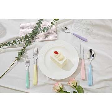 ANNOVA 20PCS Flatware Set Stainless Steel Silverware/Cutlery Set With Colored Handles Comfortable to...