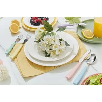 ANNOVA 20PCS Flatware Set Stainless Steel Silverware/Cutlery Set With Colored Handles Comfortable to Hold - Dinner Forks, Salad Forks, Dinner Knives, Dinner Spoons, Dessert Spoons- (Mixed Pastel)