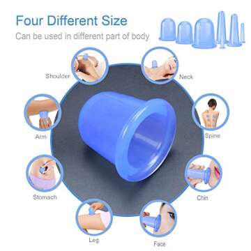 MAFLY Cupping Therapy Sets 7Pcs Silicone Anti Cellulite Cup Vacuum Suction Massage Cups Facial Cupping Sets Body and Face Massager for Adults Home Use (Blue)