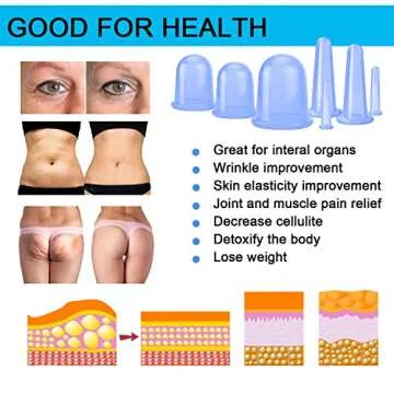 MAFLY Cupping Therapy Sets 7Pcs Silicone Anti Cellulite Cup Vacuum Suction Massage Cups Facial Cupping Sets Body and Face Massager for Adults Home Use (Blue)