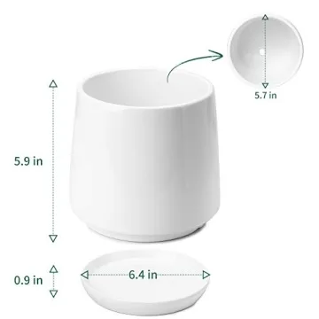 Stylish POTEY Ceramic Pots for Indoor Plants 5.7 Inch Pots