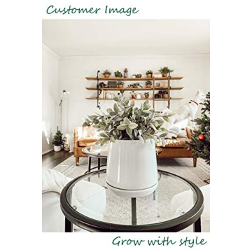 Stylish POTEY Ceramic Pots for Indoor Plants 5.7 Inch Pots