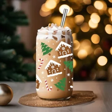 Fairy's Gift Gingerbread House Glass Cup for Holiday Cheer