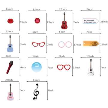 34 Pcs Party Photo Booth, Boys and Girls Party Decorations, Birthday Party Favors, Birthday Music Lyrics Photo Booth Props for Girls Party, Music Lover Photo Booth Props