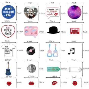 34 Pcs Party Photo Booth, Boys and Girls Party Decorations, Birthday Party Favors, Birthday Music Lyrics Photo Booth Props for Girls Party, Music Lover Photo Booth Props
