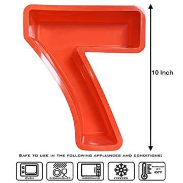 JETKONG 10-Inches Silicone Number Cake Mold DIY Baking Cake Pan with Decorating Pen (Number 7)
