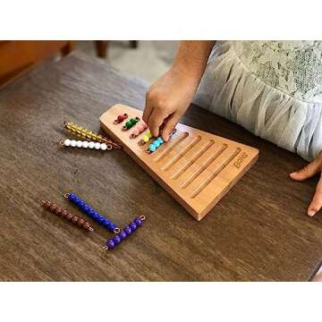 BOHS Montessori Bead Stair Set, 1-10 Counting, with Sorting Tray- Compact Educational Toy for Preschool Learning
