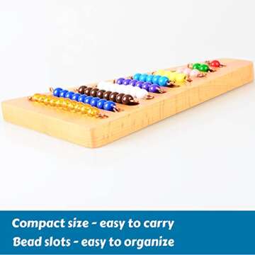 BOHS Montessori Bead Stair Set, 1-10 Counting, with Sorting Tray- Compact Educational Toy for Preschool Learning