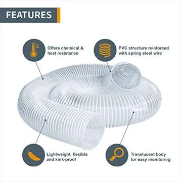 POWERTEC 4" x 20' Dust Collection Hose, 4 Inch Dust Collector Hose for Table Saw, Band Saw, Planer, ...