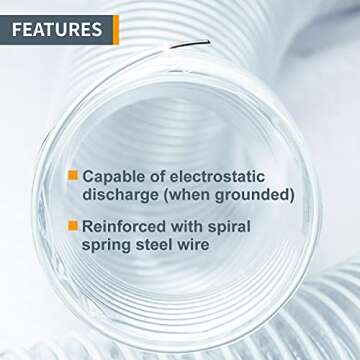 POWERTEC 4" x 20' Dust Collection Hose, 4 Inch Dust Collector Hose for Table Saw, Band Saw, Planer, Jointer, Woodworking and Wood Shop Dust Collection System (70143)