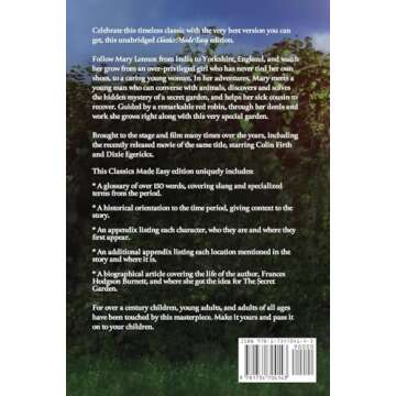 The Secret Garden (Classics Made Easy): Unabridged, with Glossary, Historic Orientation, Character, ...