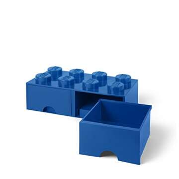 Room Copenhagen LEGO Brick Drawer, 8 Knobs, 2 Drawers, Stackable Storage Box, Bright Blue (40061731)