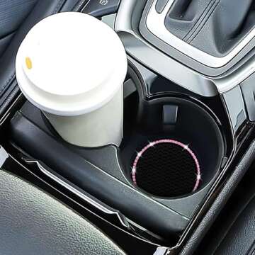 Car Coasters, Senose Bling Car Accessories for Women, Universal 2.75" Anti-Slip Silicone Cup Holder ...