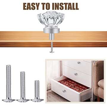 SHINY HANDLES Brushed Nickel Cabinet knobs, Glass Cabinet Knobs and Pulls, Vintage Crystal Knobs for Dresser Drawer(Round, Brushed Nickel, 16 Pack)