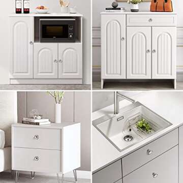 SHINY HANDLES Brushed Nickel Cabinet knobs, Glass Cabinet Knobs and Pulls, Vintage Crystal Knobs for Dresser Drawer(Round, Brushed Nickel, 16 Pack)