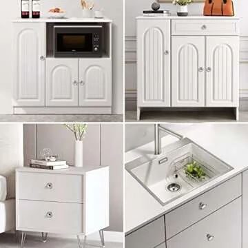 SHINY HANDLES Brushed Nickel Cabinet knobs, Glass Cabinet Knobs and Pulls, Vintage Crystal Knobs for Dresser Drawer(Round, Brushed Nickel, 16 Pack)