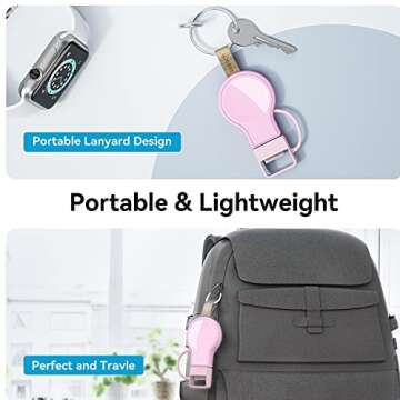 LVFAN Charger for Apple Watch, Portable iWatch Charger USB Wireless Charger Fast Charging Magnetic Cordless Car Travel Charger for Apple Watch Series 10 9 8 7 6 5 4 3 2 1 SE Ultra 2 Ultra (Pink)