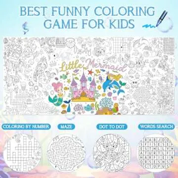 Mermaid Giant Coloring Poster for Kids 30 x 72 Inch, Mermaid Large Coloring Poster Sheets Tablecloth, Mermaid Themed Color-in Activities Games for Kids School Classroom Home Party Supplies Decorations
