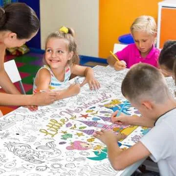 Mermaid Giant Coloring Poster for Kids 30 x 72 Inch, Mermaid Large Coloring Poster Sheets Tablecloth, Mermaid Themed Color-in Activities Games for Kids School Classroom Home Party Supplies Decorations