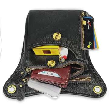 DK86 Genuine Leather hip bag Thigh Drop Leg Bag Waist fanny Pack for Men and Women Black