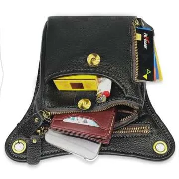 DK86 Genuine Leather hip bag Thigh Drop Leg Bag Waist fanny Pack for Men and Women Black