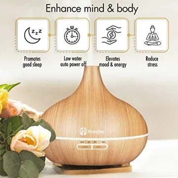 Breathe Essential Oil Diffuser | 550ml Capacity & 18 Hours Runtime