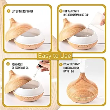 Breathe Essential Oil Diffuser | 550ml Capacity & 18 Hours Runtime