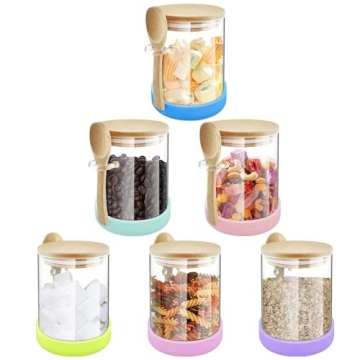 Glass Jars with Bamboo Lids and Spoons - Airtight Food Storage Canisters for All Occasions