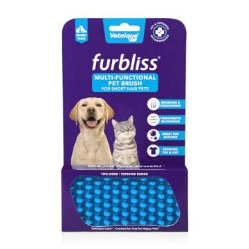 Vetnique Labs Furbliss Dog Brush for Small Dogs, Cats and Pets with Short Hair, Grooming Bathing Mas...