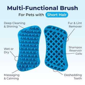 Vetnique Labs Furbliss Dog Brush for Small Dogs, Cats and Pets with Short Hair, Grooming Bathing Massaging Deshedding Multi-Functional Wet or Dry Silicone Brush (Short Hair Brush)