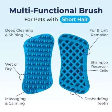 Vetnique Labs Furbliss Dog Brush for Small Dogs, Cats and Pets with Short Hair, Grooming Bathing Massaging Deshedding Multi-Functional Wet or Dry Silicone Brush (Short Hair Brush)