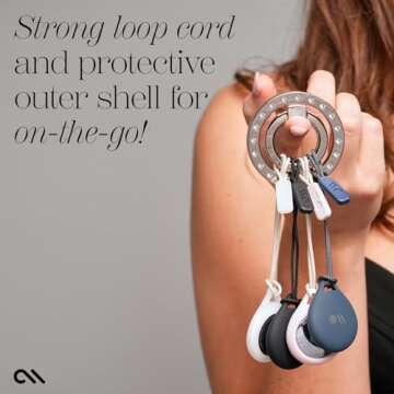 Case-Mate AirTag Holder - AirTag Keychain with Rugged Strap - Easy to Use, Protective Hard Shell Air Tag for Dog Collar, Cat Collar, Keys, Luggage, Backpack - 4 Pack (Clear, Black, Navy, Blush)