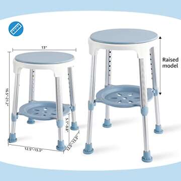 KSITEX Shower Chair Stool for Inside Shower, Small Corner Plastic Stool for Shower 300 Lb,360° Swiv...