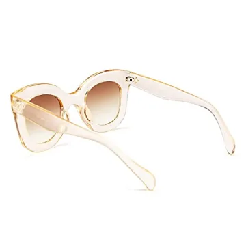 FEISEDY Retro Oversized Square Horn Sunglasses UV400 Protection