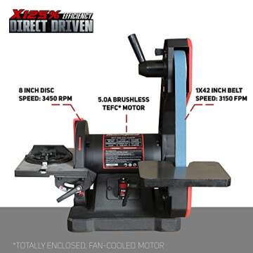 BUCKTOOL 1" x 42" Belt Sander 8" Disc Sander Combo - Professional Tool for Metalworking