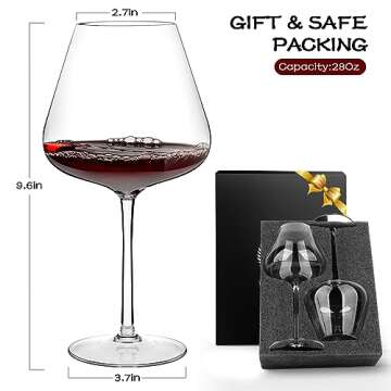 Chouggo 28Oz Hand Blown Crystal Wine Glasses - Set of 2