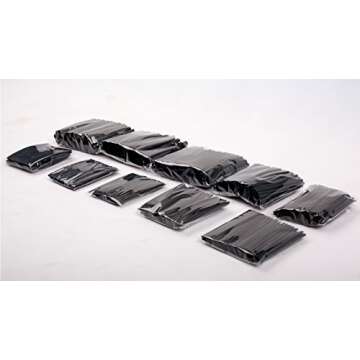 SummitLink 415 Pcs Black Assorted Heat Shrink Tube Set – 10 Sizes for All Applications