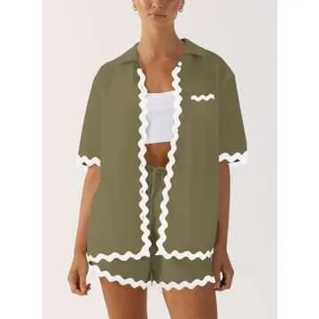 ARTFREE Women's Stylish Summer Pajama Sets in Army Green