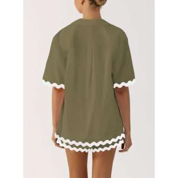 ARTFREE Women's Stylish Summer Pajama Sets in Army Green
