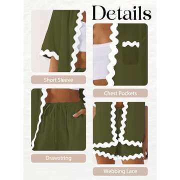 ARTFREE Women's Stylish Summer Pajama Sets in Army Green