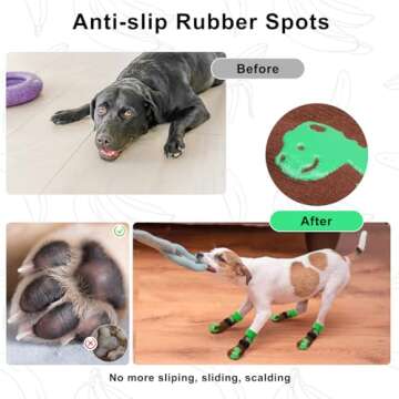 BEAUTYZOO Non-Slip Dog Socks to Prevent Licking Paws, Dog Shoes for Hot Pavement, Paw Protector Traction on Wood/Hardwood Floors- Grip That Works Even When Twisted-Senior Small Medium Large Dog Boots