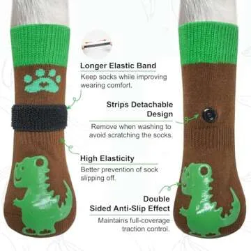 BEAUTYZOO Non-Slip Dog Socks to Prevent Licking Paws, Dog Shoes for Hot Pavement, Paw Protector Traction on Wood/Hardwood Floors- Grip That Works Even When Twisted-Senior Small Medium Large Dog Boots
