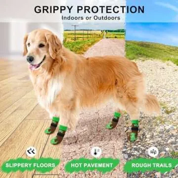 BEAUTYZOO Non-Slip Dog Socks to Prevent Licking Paws, Dog Shoes for Hot Pavement, Paw Protector Traction on Wood/Hardwood Floors- Grip That Works Even When Twisted-Senior Small Medium Large Dog Boots