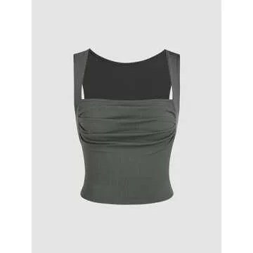 CIDER 2 Pack Solid Ruched Crop Tops in White & Grey